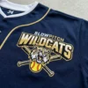 Embroidered slowpitch softball jersey closeup.