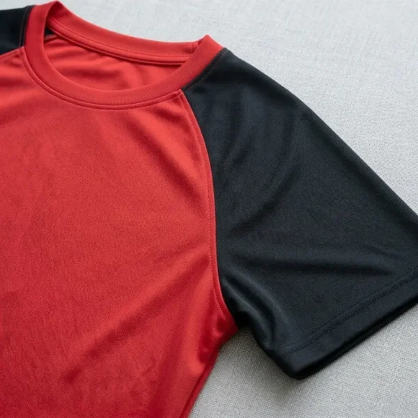 Raglan sleeve t-shirt closeup.