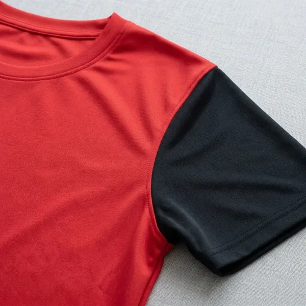 Set-in sleeve t-shirt closeup.