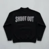 Black rhinestone mock neck sweatshirt back.