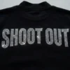 Black rhinestone mock neck sweatshirt back closeup.