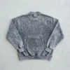 Custom acid washed mock neck sweatshirt back.