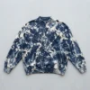 Custom bleach washed mock neck sweatshirt front.