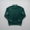 Custom green velour mock neck sweatshirt back.