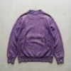 Custom purple distressed mock neck sweatshirt back.
