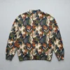 Sublimated all over printed mock neck sweatshirt back.
