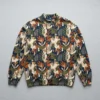 Sublimated all over printed mock neck sweatshirt front.